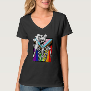 Skeleton Drinking Coffee Gay Lesbian Coffee Lgbt T-Shirt