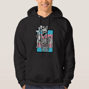 Skeleton Drinking Coffee Lgbt Q Transgender Pride Hoodie