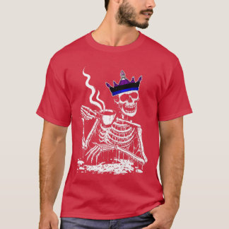 Skeleton Drinking Coffee LGBTQ Cool Genderfluid Pr T-Shirt