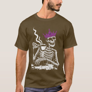Skeleton Drinking Coffee LGBTQ Lesbian Pride Flag T-Shirt