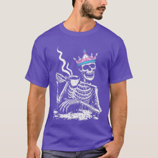 Skeleton Drinking Coffee LGBTQ Transgender Pride T T-Shirt