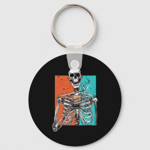 Skeleton Drinking Coffee Lover Funny Halloween Sku Key Ring