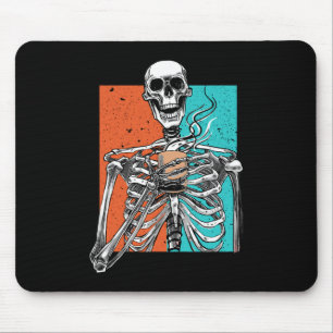 Skeleton Drinking Coffee Lover Funny Halloween Sku Mouse Mat