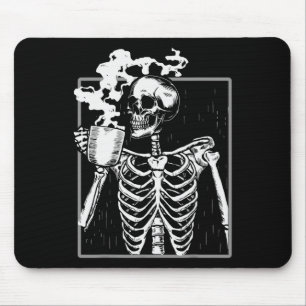 Skeleton Drinking Coffee Lover Funny Halloween Sku Mouse Mat