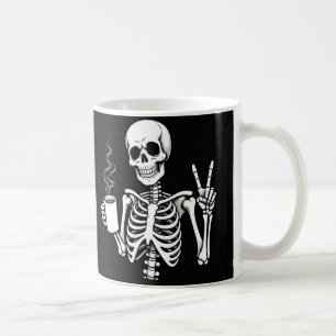 skeleton drinking coffee mug
