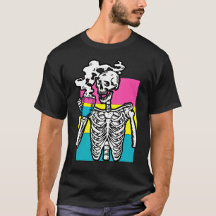 Skeleton Drinking Coffee pansexual Pride Skull LGB T-Shirt