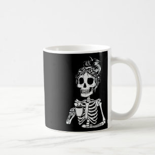 Skeleton Drinking Coffee Skull Funny Halloween Wom Mug