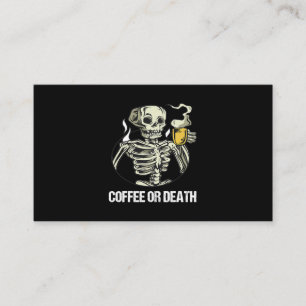 Skeleton Drinking Coffee Vintage Men Halloween Cos Business Card