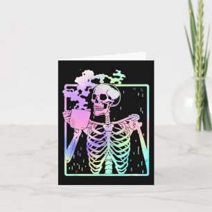 Skeleton Drinking Coffee Women men Halloween costu Card