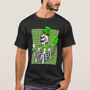Skeleton Drinking Green Beer St Patrick's Day Iris T-Shirt