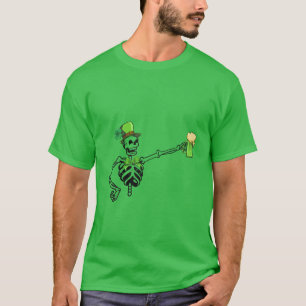 Skeleton Drinking Green Beer St. Patricks Day Iris T-Shirt