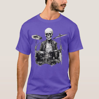 Skeleton Drummer Guy Rock And Roll Rock On Drum Ki T-Shirt