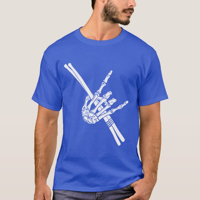 Skeleton Drummer Halloween Rock drummer Halloween  T-Shirt (Front)