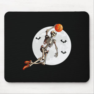 Skeleton Dunk Basketball Player Halloween Moon  Mouse Mat
