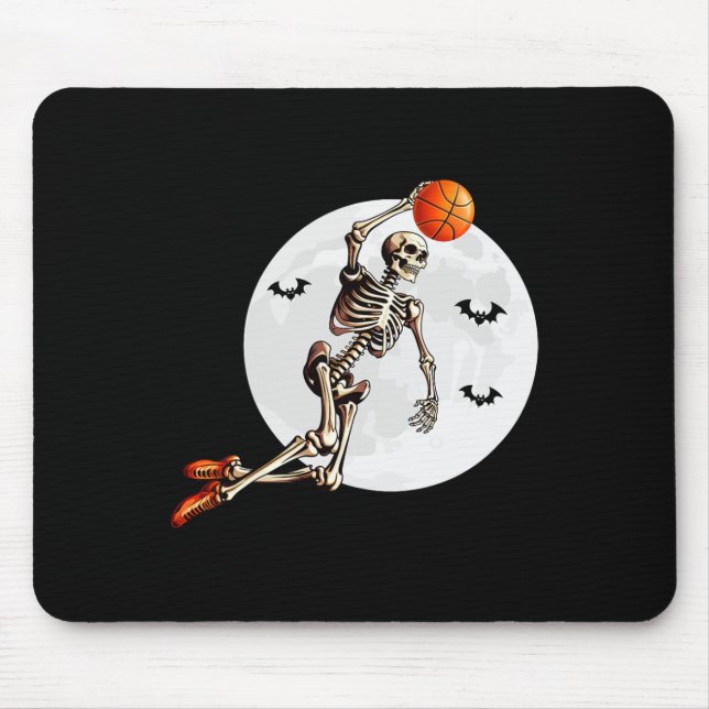Skeleton Dunk Basketball Player Halloween Moon  Mouse Mat (Front)