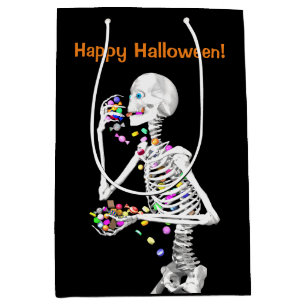 Skeleton Eating Halloween Candy Medium Gift Bag
