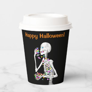 Skeleton Eating Halloween Candy Paper Cups