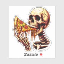 Skeleton Eating Pizza 