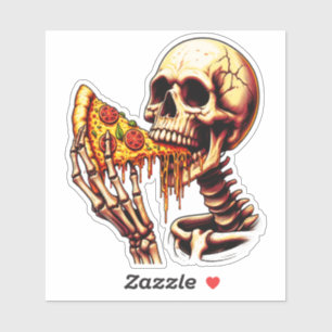 Skeleton Eating Pizza