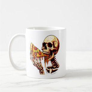 Skeleton Eating Pizza Coffee Mug