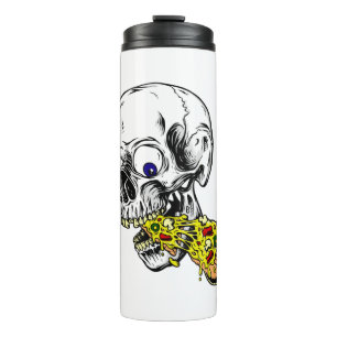 skeleton eating pizza thermal tumbler