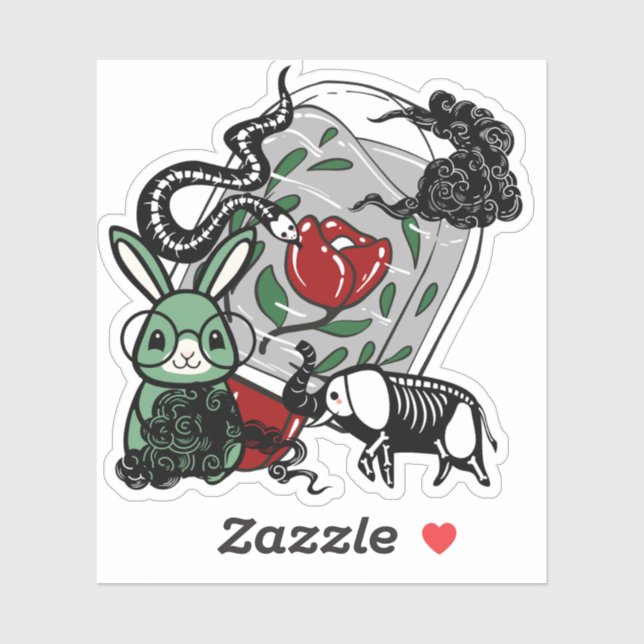 Skeleton Elephant & Geeky Goth Bunny Art (Sheet)