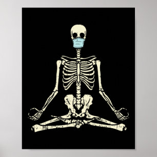 Skeleton Face Mask Lotus Yoga Yogi Halloween Quara Poster