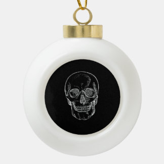 Skeleton Face on a Ceramic Ball Christmas Ornament