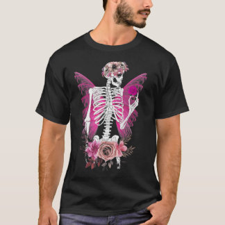 Skeleton Fairy Grunge Fairycore Flower Halloween C T-Shirt