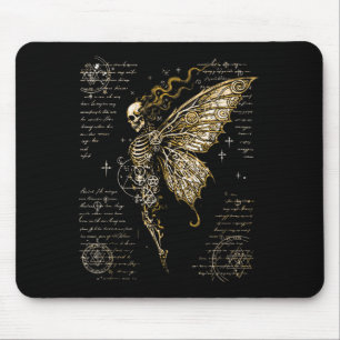 Skeleton Fairy Moth Occult Symbols Dark Gothic Art Mouse Mat