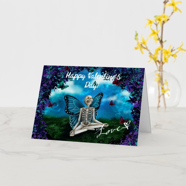 Skeleton Fairy- Valentine's Card (Yellow Flower)