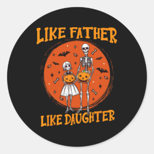 Skeleton Father Daughter Matching Halloween Costum Classic Round Sticker
