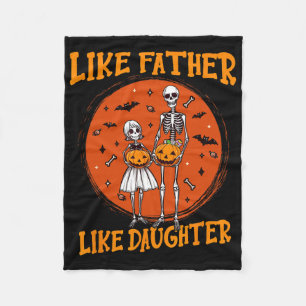 Skeleton Father Daughter Matching Halloween Costum Fleece Blanket