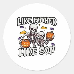 Skeleton Father Son Matching Halloween Costume  Classic Round Sticker