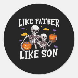 Skeleton Father Son Matching Halloween Costume  Classic Round Sticker
