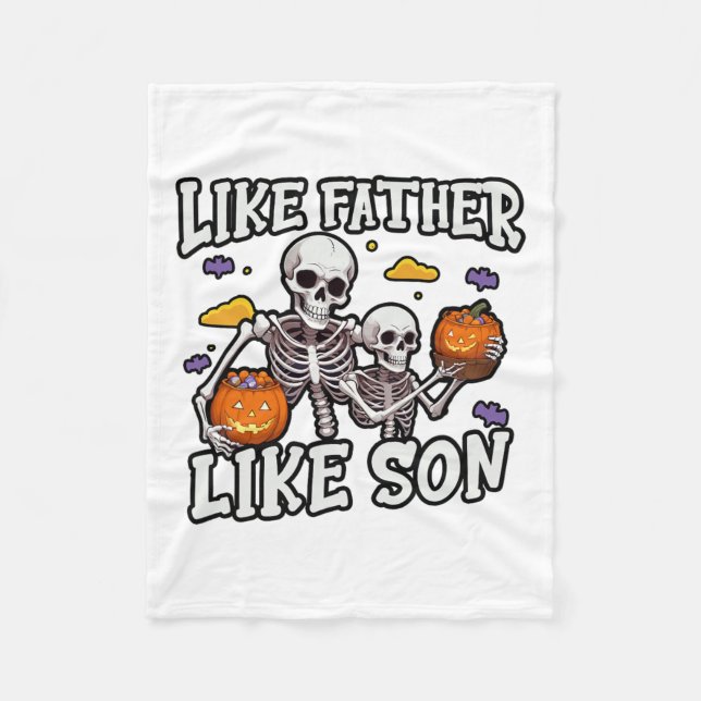Skeleton Father Son Matching Halloween Costume  Fleece Blanket (Front)
