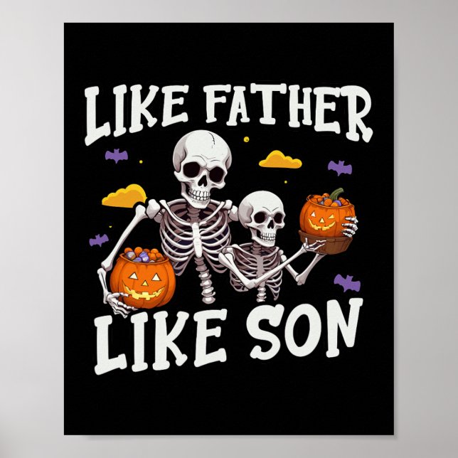 Skeleton Father Son Matching Halloween Costume  Poster (Front)