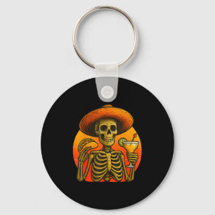 Skeleton fiesta cinco de mayo taco and margarita key ring