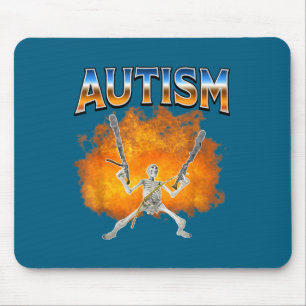 Skeleton Fire Funny Meme Autism Awareness Autistic Mouse Mat