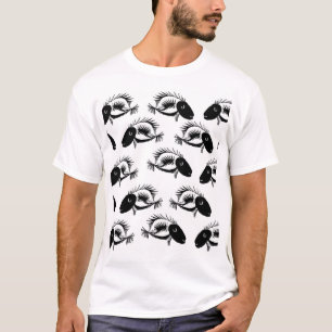 Skeleton Fish Black White Halloween T-Shirt