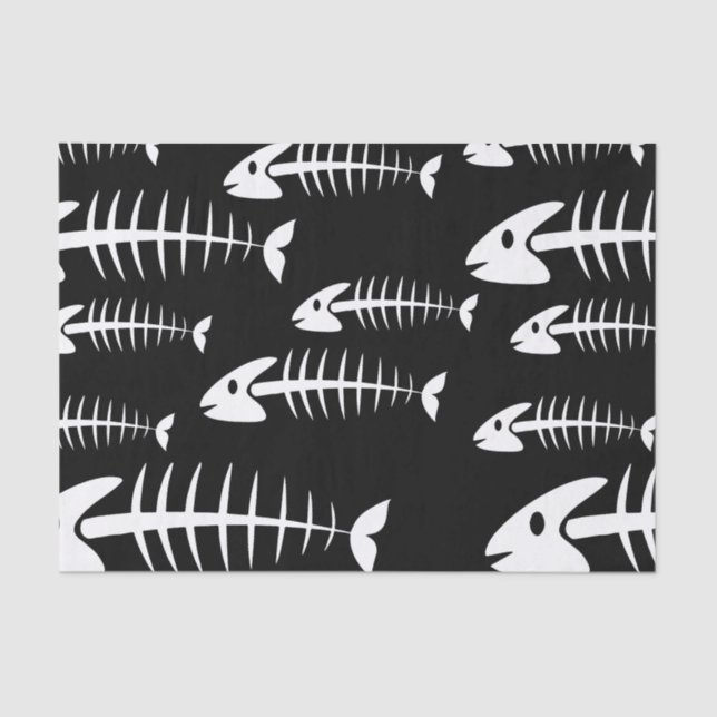 Skeleton Fish Bones Fishing Humour Fisherman Hungr Tissue Paper (Front)
