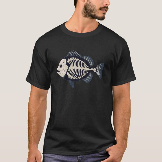 Skeleton Fish Underwater Line Art T-Shirt (Front)