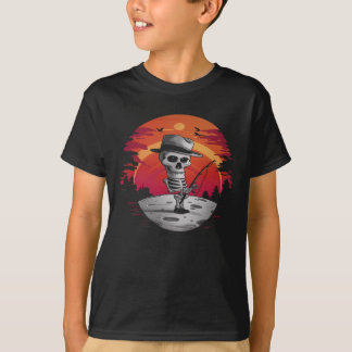 Skeleton fisherman halloween T-Shirt