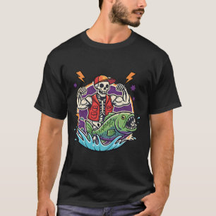 Skeleton Fishing Adventure Funny Halloween Spooky T-Shirt