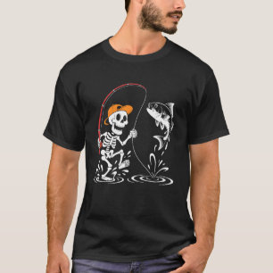Skeleton Fishing Halloween Fun for Kids and Adults T-Shirt