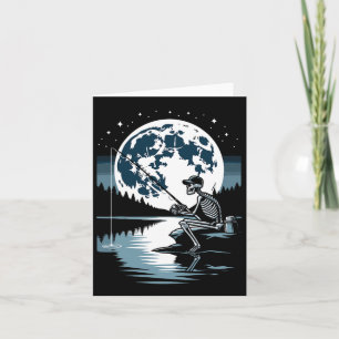 Skeleton Fishing Halloween Spooky Fisherman Under  Card