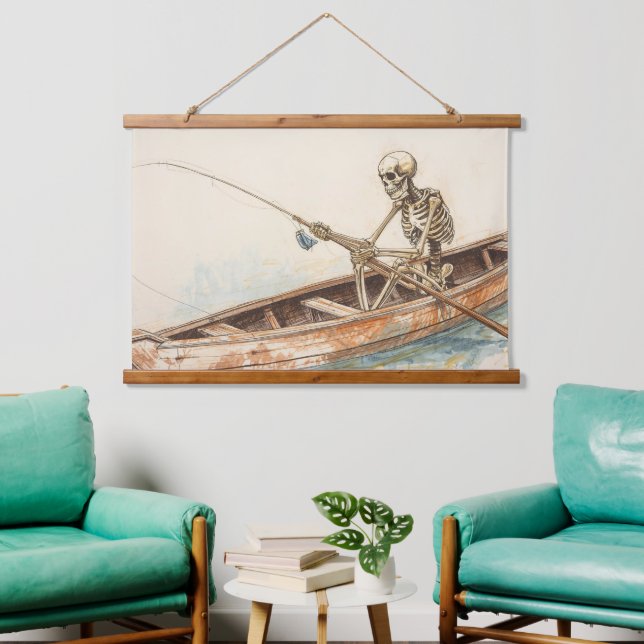 Skeleton fishing hanging tapestry (Living Room)