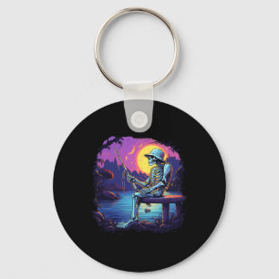 Skeleton Fishing Sunset Byss Fisherman Skeleton Ha Key Ring
