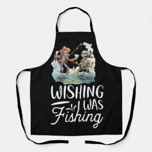 Skeleton fishing themed apron