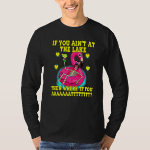 Skeleton Flamingo Floatie Summertime Summer Pool L T-Shirt